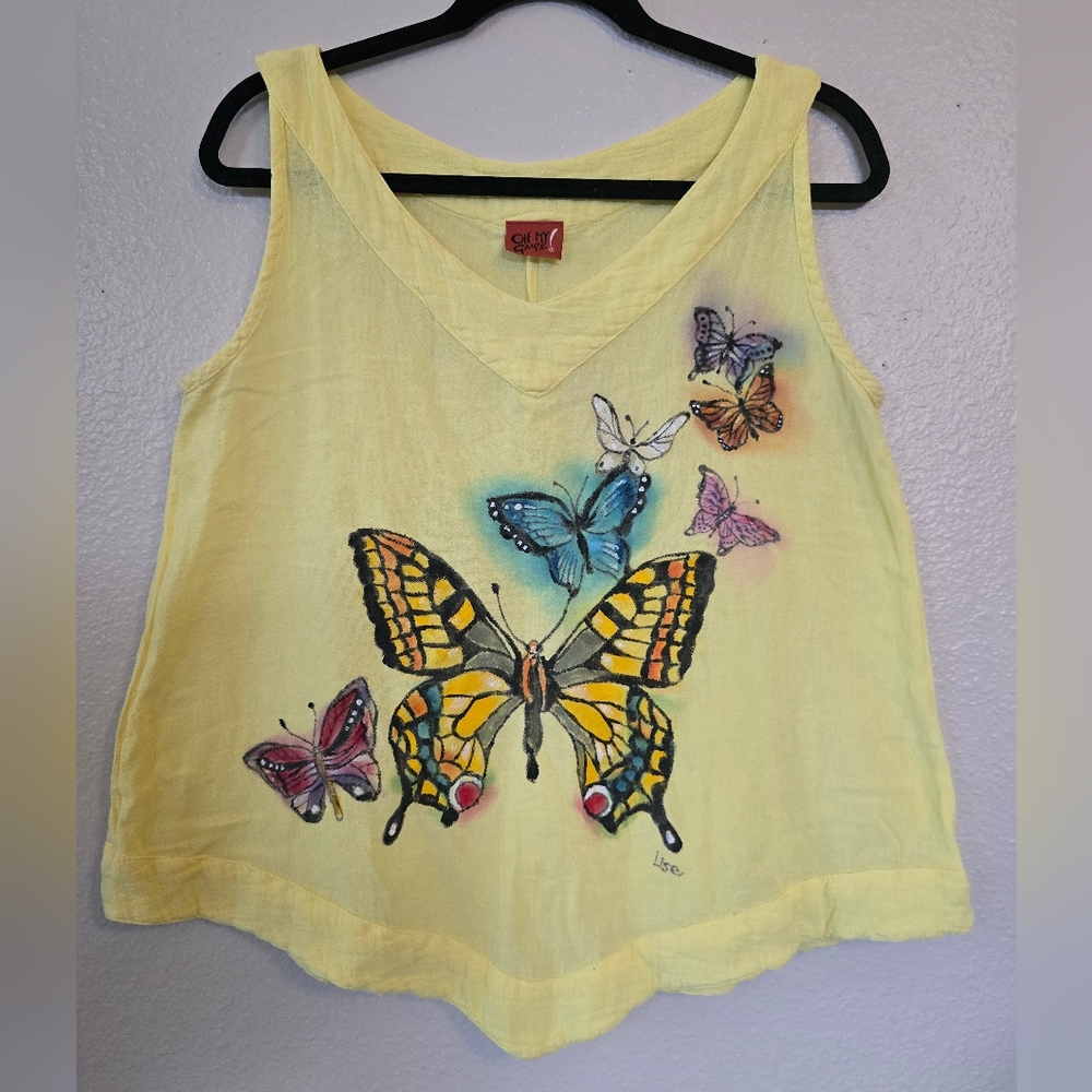 Oh My Gauze! Yellow Sleeveless Tank Top Custom Pained